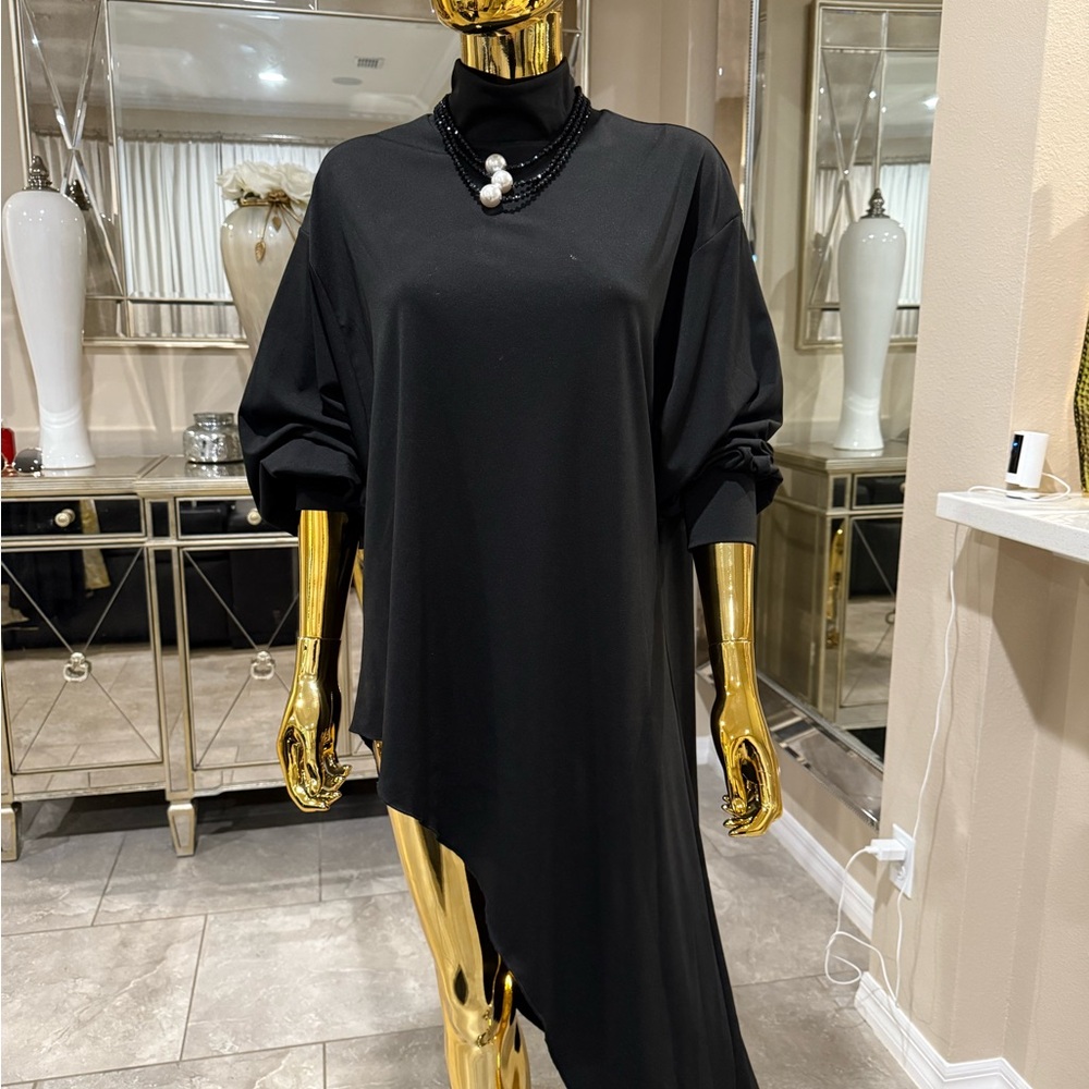 Elegant Black Asymmetrical Dress